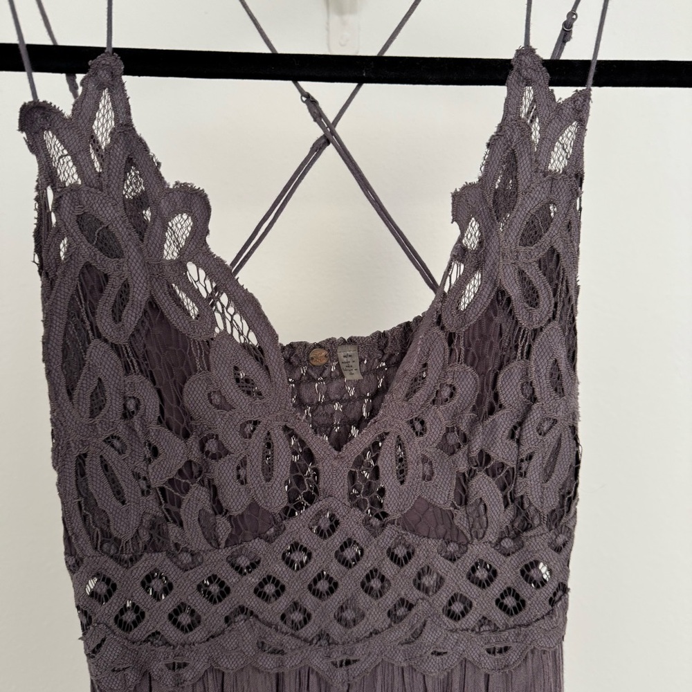 Free People soft Lace Crinkle Dusty Purple Dress Medium - Picture 3 of 7